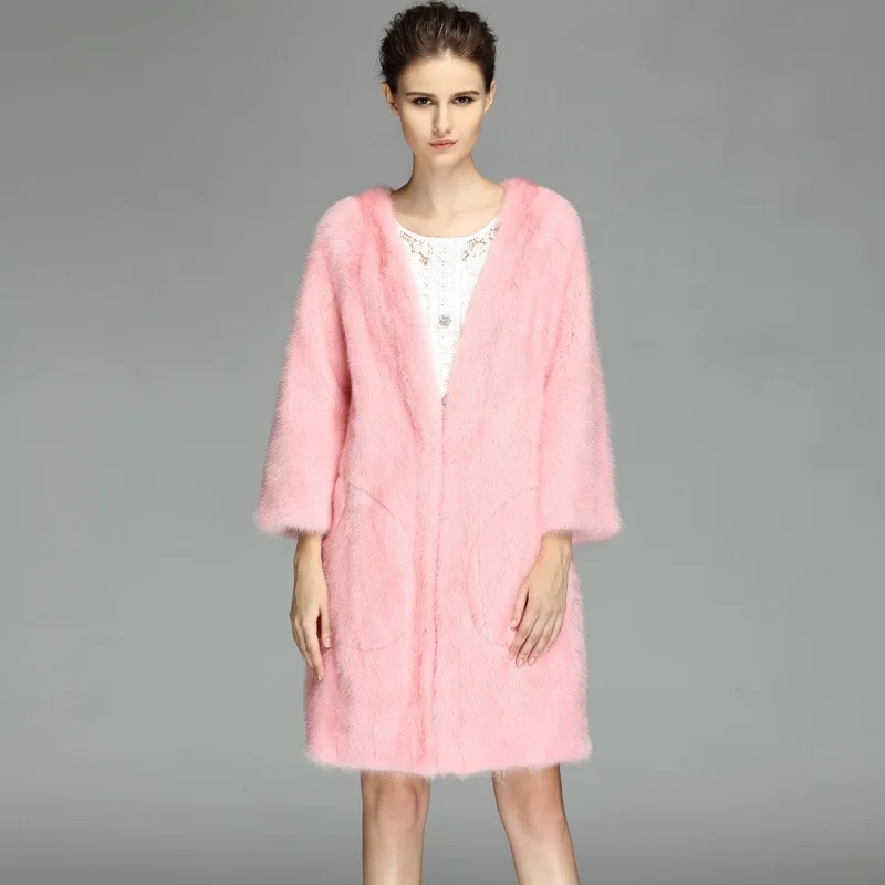 2021 бренд класса люкс для женщин натуральная норковая Меховая куртка длинная