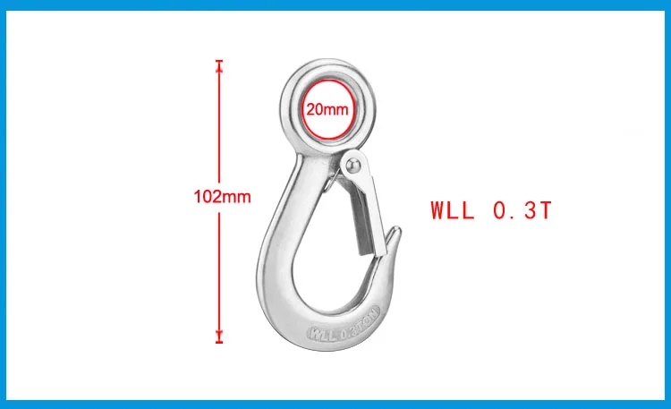 WLL 0.3T 2 пакет BSET MATEL 304 из нержавеющей стали, Круглый глаз, подъемный крюк, грузовой крюк, крюк для крюкового крана, оборудование для морской такелажи, аксессуары - Цвет: WLL 0.3T