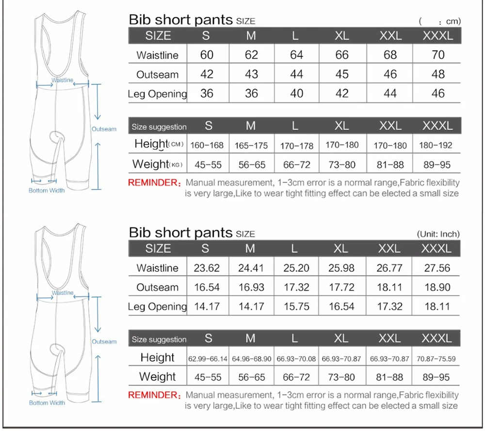 ZM Santic Men's Thickening Cushion Bib Front Cycling Shorts PADDED Tights Shorts Bicycling Biking Compression Tight Shorts
