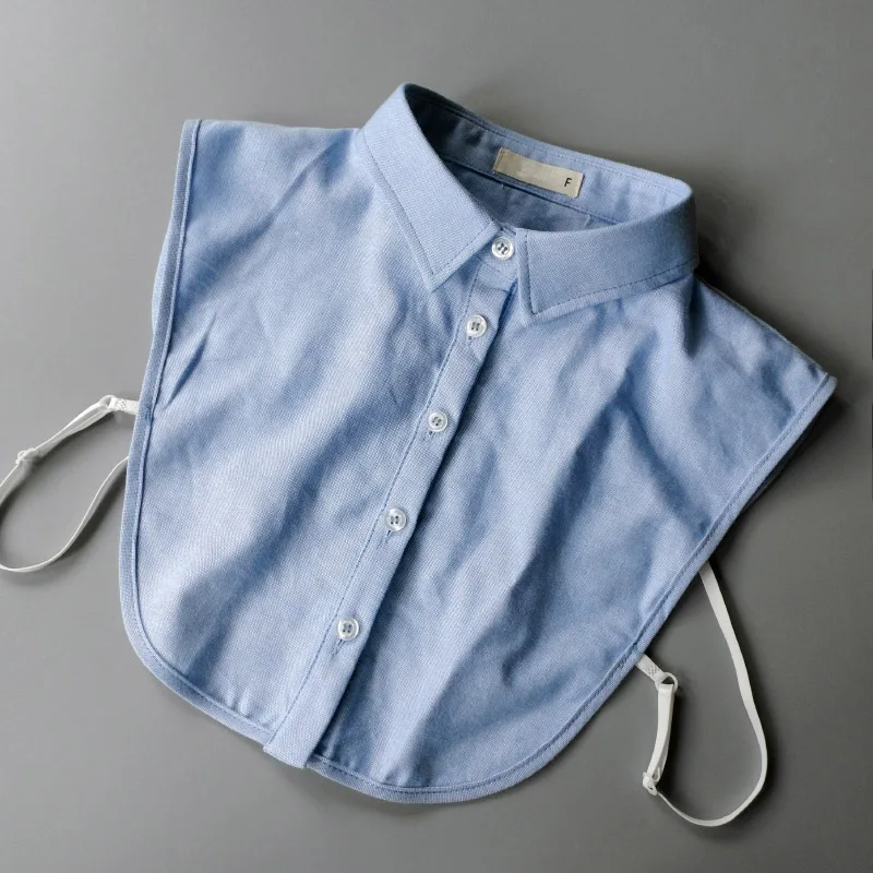 

Korean shirt decorative fake collar blue white cotton female wild Tie Crystal Sewing Detachable Collar False Collar Lapel Blouse