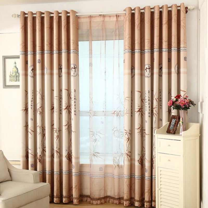 Бамбуковые занавески с принтом Вуаль Окно спальня тюль для гостиной китайские s