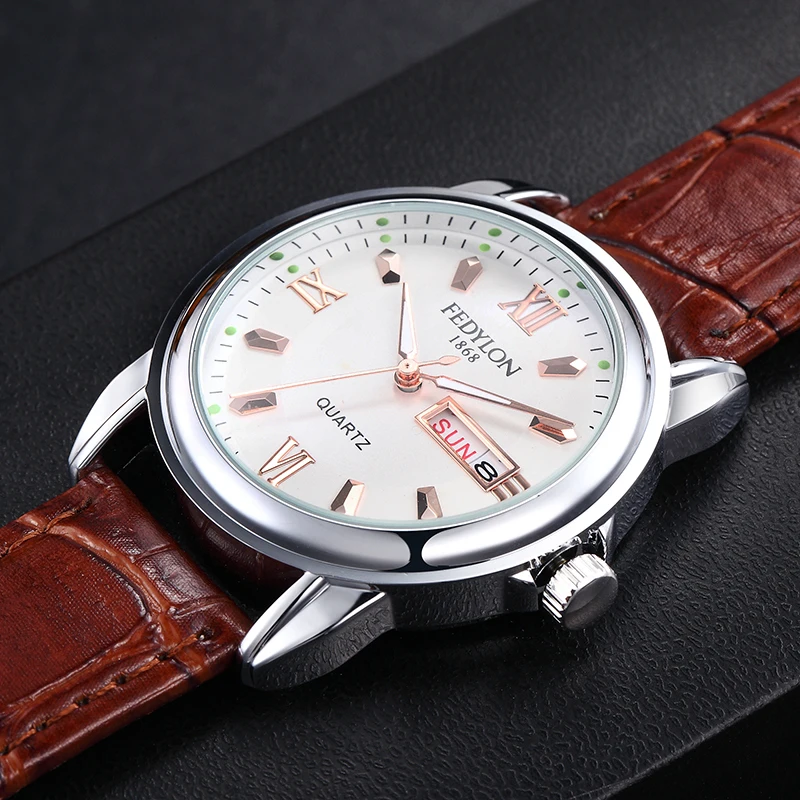 Fedylon Фирменная Новинка модные часы Для мужчин элегантный британский стиль