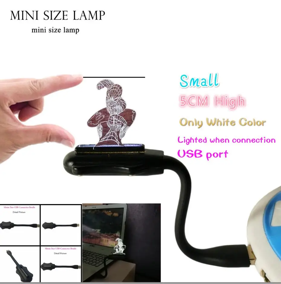 Small USB Lamp 50mm Amroe 3 Герои Мстители Endgame Marvel Железный человек Человек-паук Капитан Америка фигурка 3D ночник светодиодный 7 смешанных цветов Изменение Света игрушка - Испускаемый цвет: Small USB Lamp 50mm
