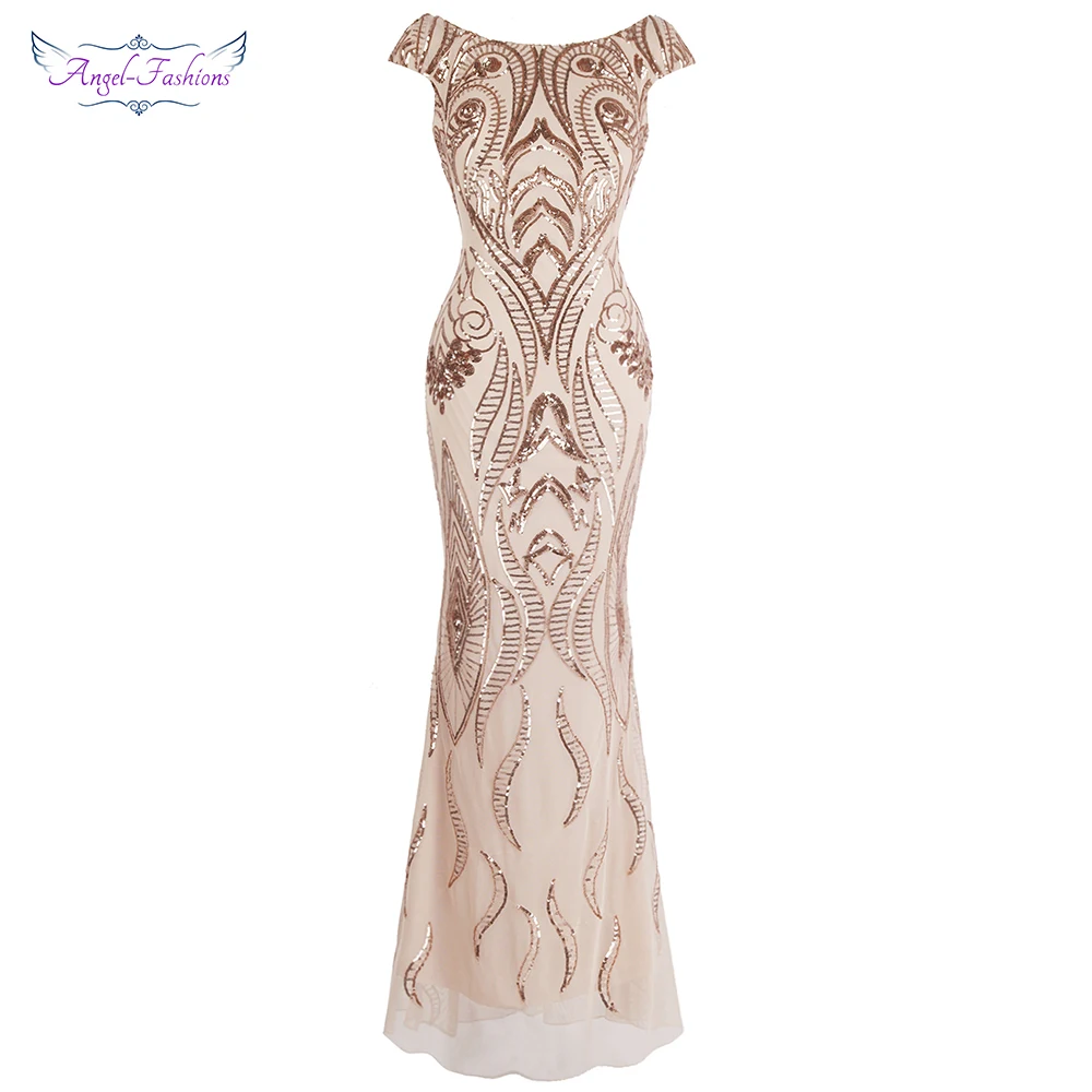 Женское вечернее платье Angel fashions длинное винтажное Русалка с v образным вырезом