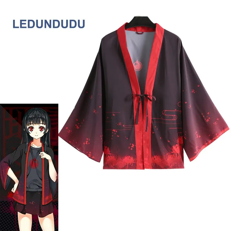 Hell Girl Косплей шифоновое пальто Haori банные халаты пижамы Jigoku Shojo Enma Ai кимоно плащи