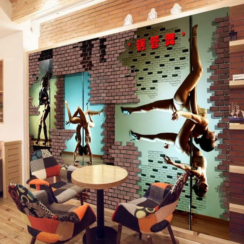 Пользовательские 3d росписи 3D стерео полюс танцы фитнес дальше плитки фотообои