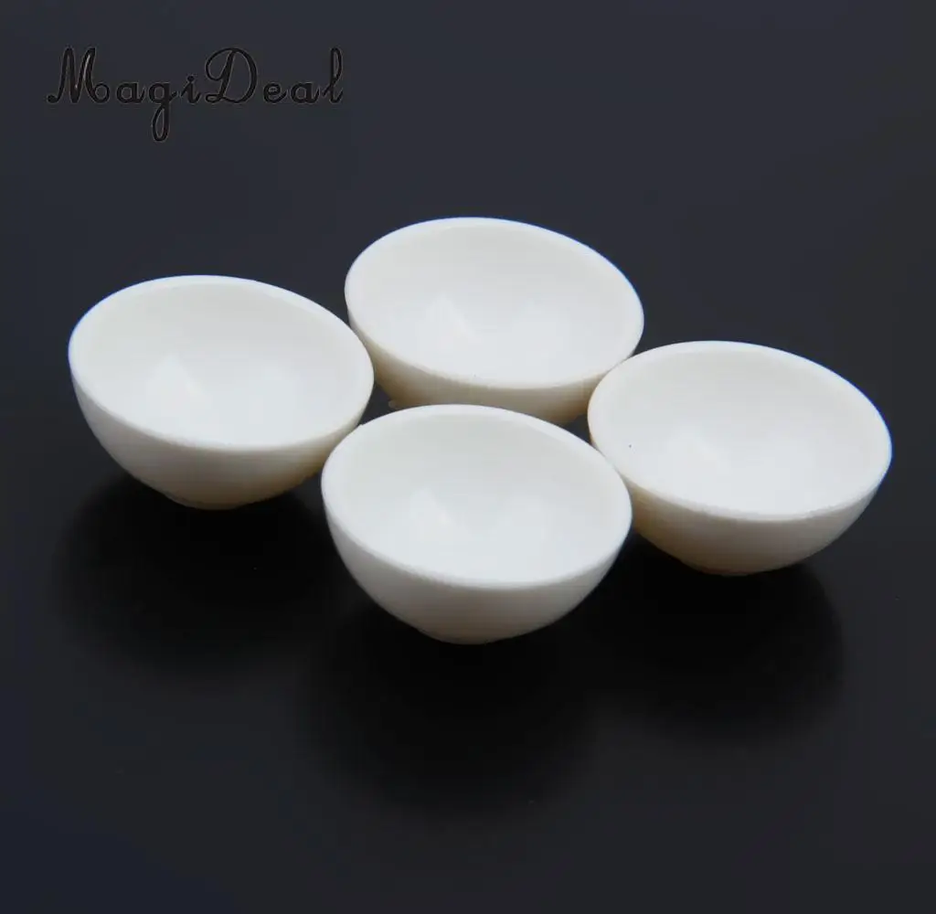 MagiDeal мини 4 шт./лот кукольный домик миниатюрная белая круглая рисовая миска