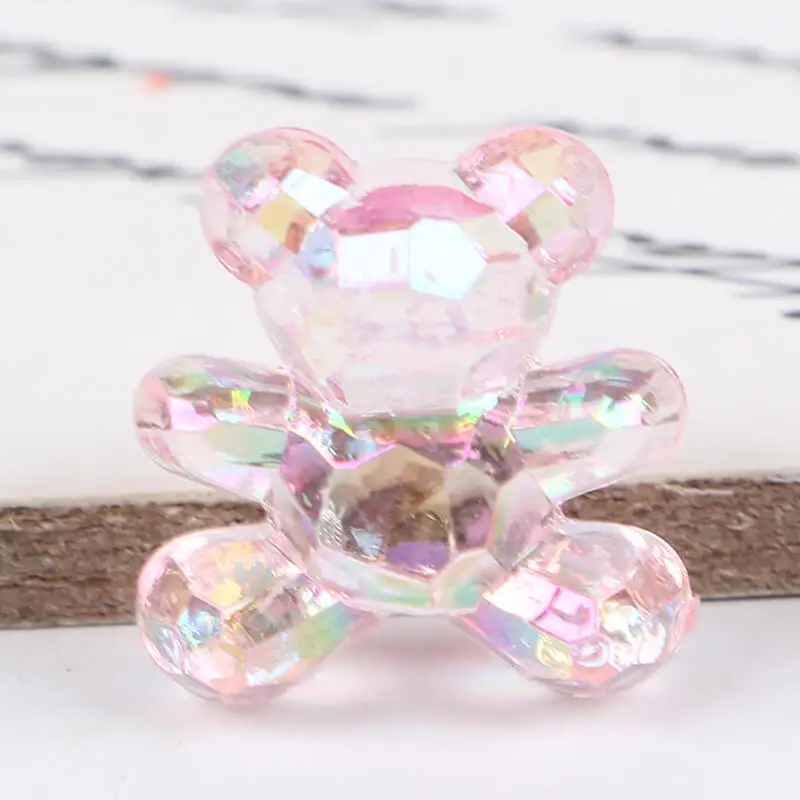 Bear-Pink DIY ювелирные изделия Прозрачный Красочный медведь бант бусины голова кролика домашние дети девочка волосы веревка аксессуар мода роскошный корейский - Цвет: Bear-Pink