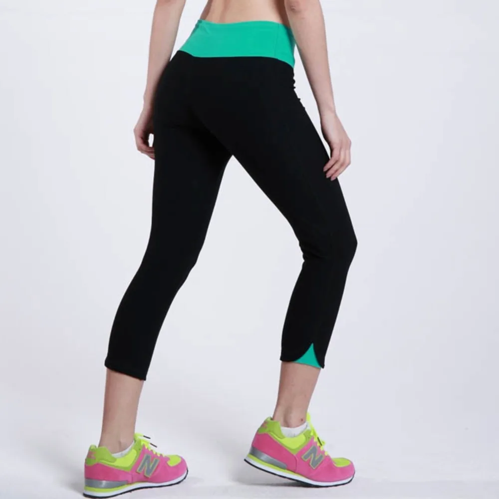 Женские капри для бега с широким поясом цветные спортивные колготки фитнеса и