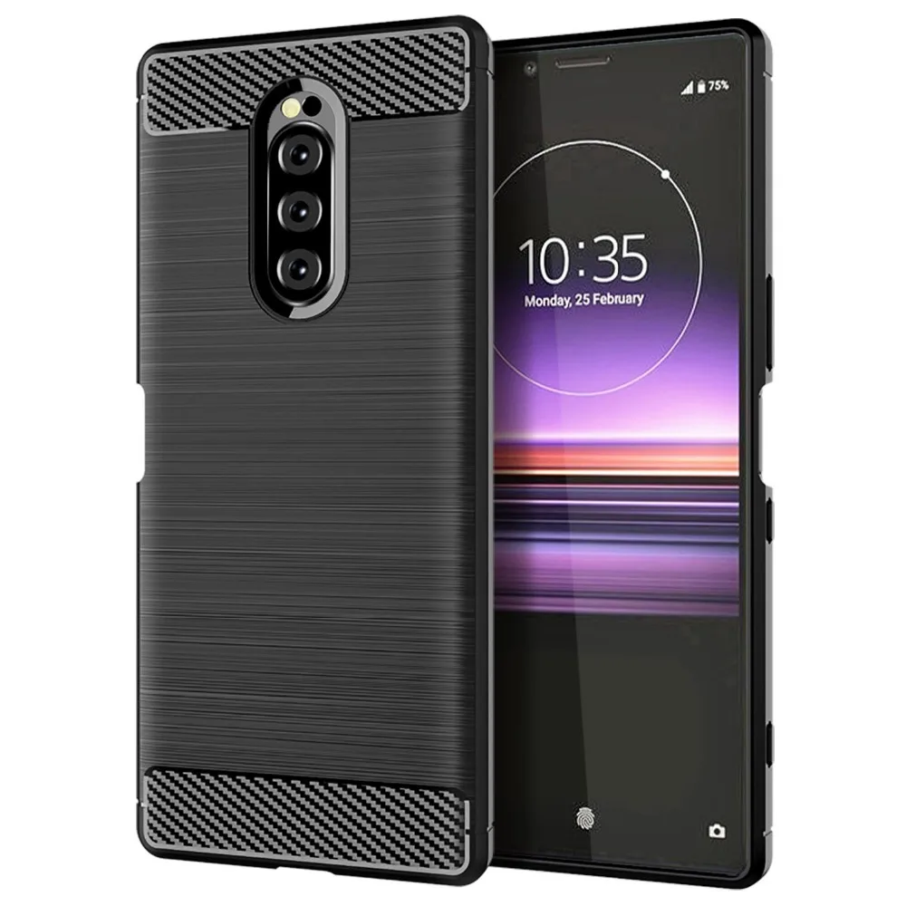 Мягкий силиконовый защитный чехол из углеродного волокна для Sony Xperia 10 Plus XA1 Ultra XA2
