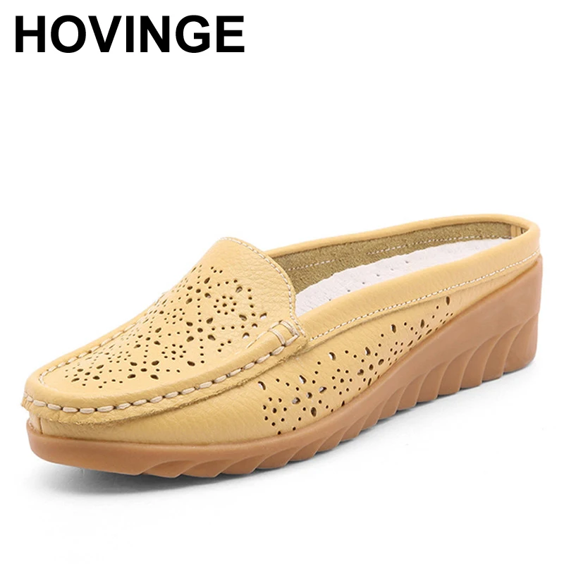 Сандалии HOVINGE женские из натуральной кожи однотонные шлепанцы без застежки