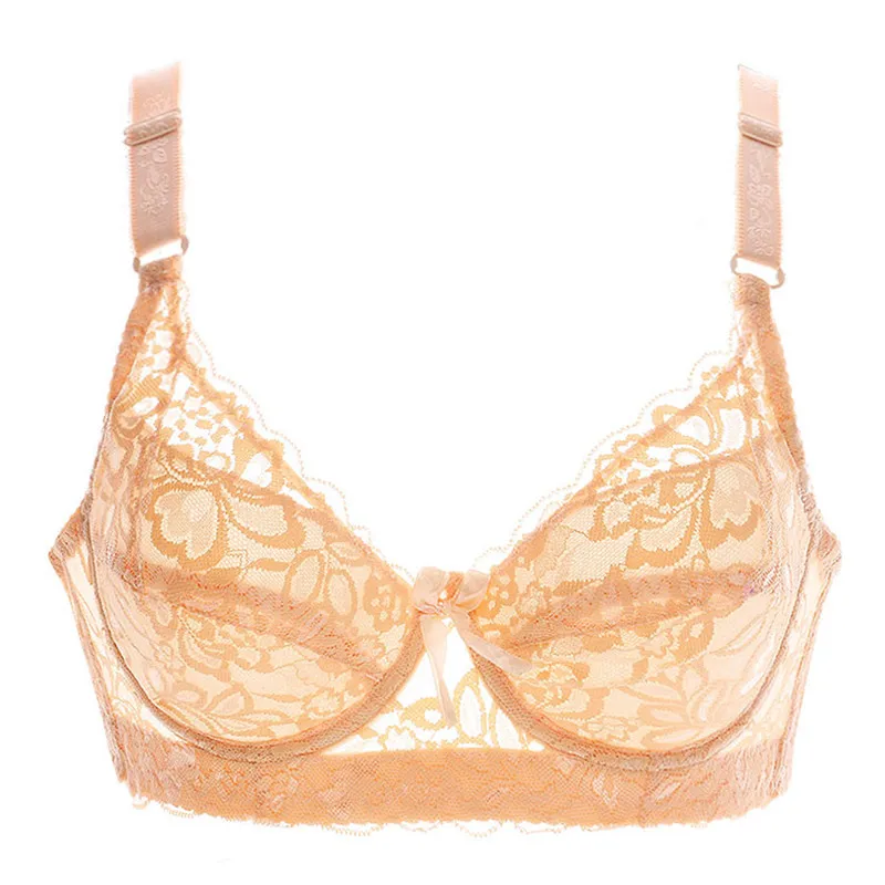 Light beige Новинка, глубокий v-образный вырез, большие размеры, кружевные бюстгальтеры для женщин, бюстгальтер без косточек, нижнее белье, сексуальное нижнее белье, супер пуш-ап бюстгальтер - Цвет: Light beige