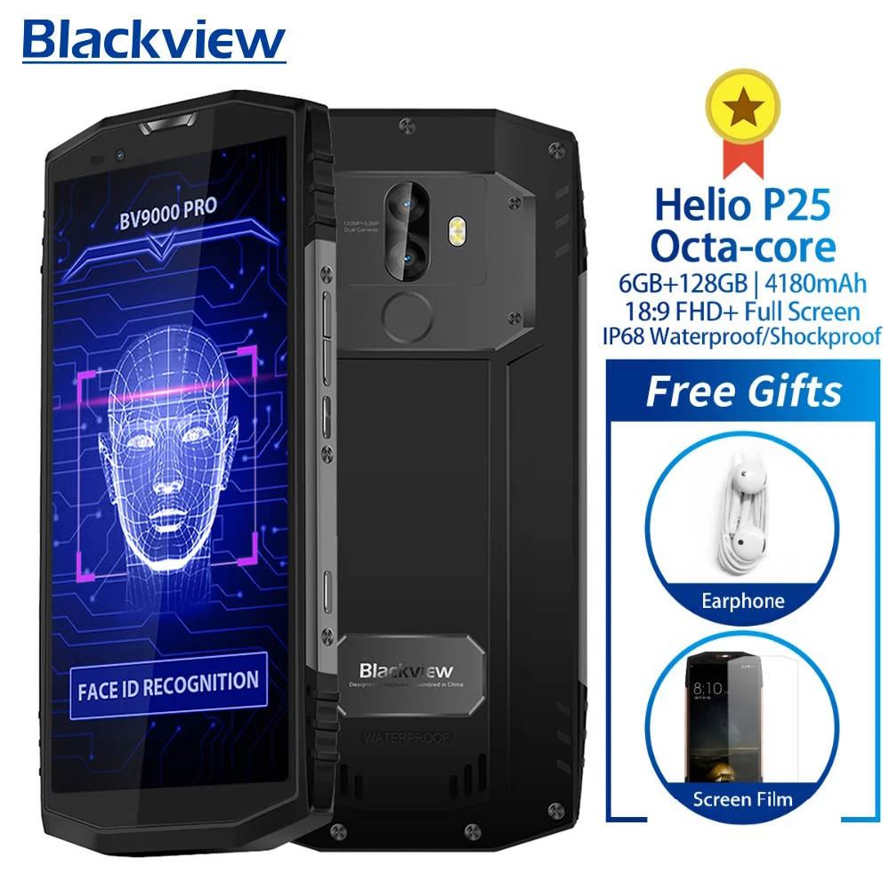 BLACKVIEW BV9000 PRO Прочный 6 ГБ 128 смартфон IP68 Водонепроницаемый Восьмиядерный 5 7 &quotFHD18: 9