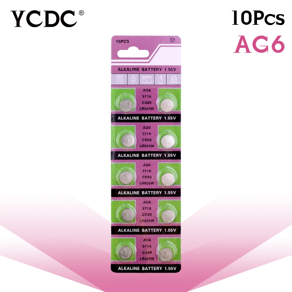 YCDC 11,11 большая акция для часов Кнопка батарея ag6 371 d371 605 sr920sw sr69 Щелочная коячейка Кнопка батарея для часов 10 шт