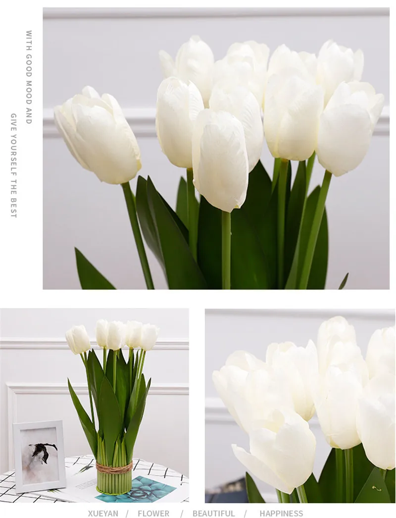 Цветы искусственные тюльпаны искусственные искусственные цветы kunstblumen fleurs artificielles 12 головок горшках Tianshan тюльпан Крытый поддельные цветок ремесло сад дома