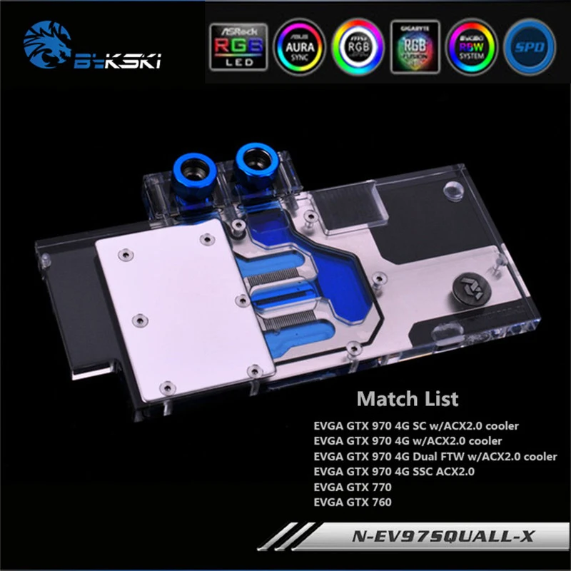 Bykski N EV97SQUALL X полный охват GPU водный блок для EVGA GTX970 GTX770 GTX760 радиатор