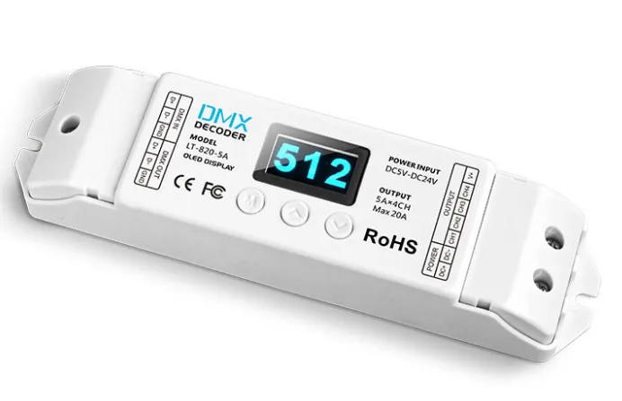 LT-820-5A 4 канала RGBW полосы декодер LED DMX-PWM декодер(8/16 бит дополнительно светодиодный Светодиодный дисплей) 5A* 4 канала Max 20A выход