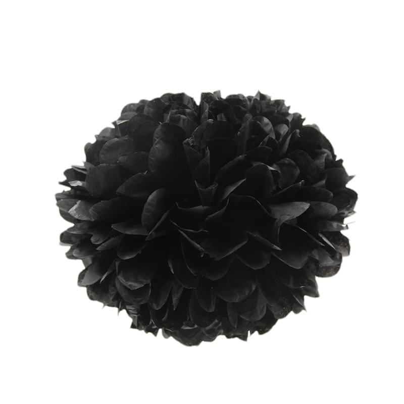 Black 15 шт. 4/6/8 дюймовый помпон из бумажной салфетки Бумага Pom Poms, цветок, поцелуй, мячи, украшение дома, запас для свадебной праздничные вечерние поставки - Цвет: Black
