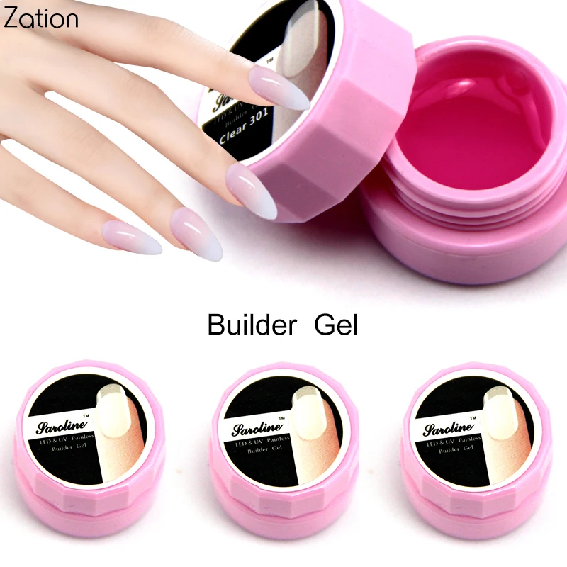 Zation UV Builder гель камуфляж счастливый лак ногти Ложные Советы Расширение 3 вида