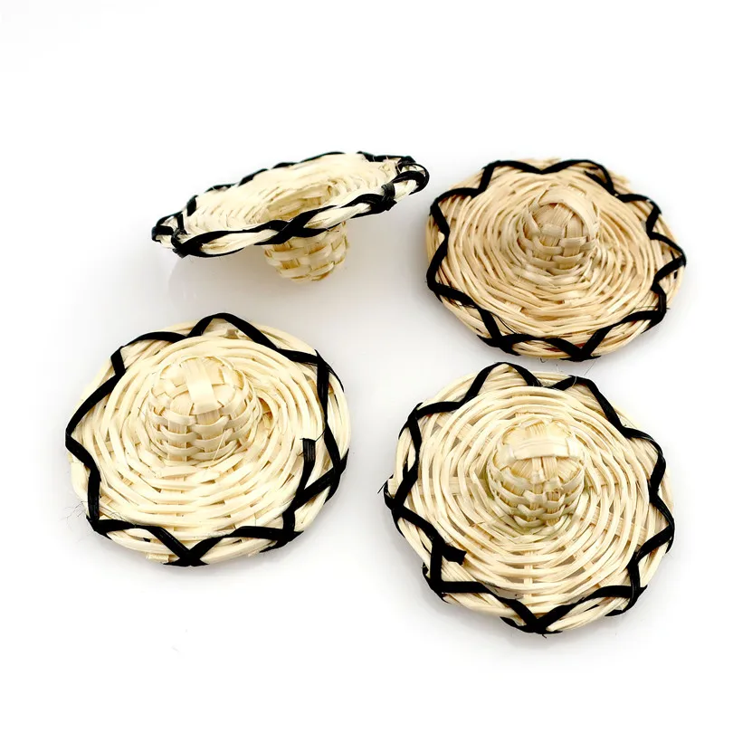 Плетеные широкие шляпы из ротанга ручной работы 2 шт. бусины шармы для сережек