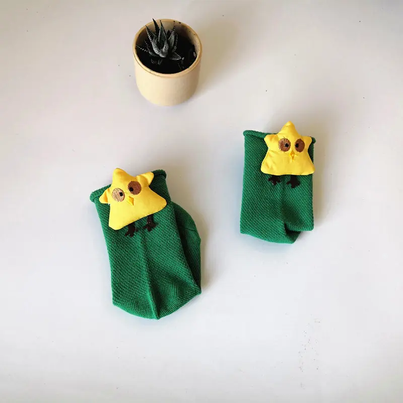 green Хлопковые носки с бантом; Calcetines Dibujos; упаковка; Sokken; принт с животными; Skarpetki Dla Dzieci; нескользящие носки для маленьких мальчиков; Meias - Цвет: green