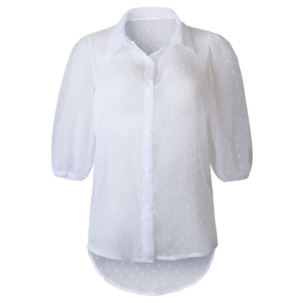 2019 летняя сетчатая блузка женская сексуальная прозрачная Половина рукава Топы