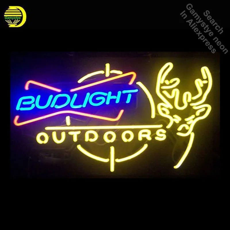 

Budlight Outdoors Deer Neon Signs Handcrafted Neon Bulb Glass Tube Art Iconic Sign Professional Bulb Decorative Beer Bar Decor