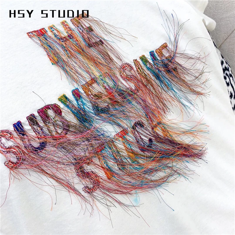 【HSY stuo】 2019 лето новый тренд для женщин honeybee принт цвет вышивка буквы кисточки
