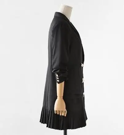 Новая женская ветровка с отворотом длинным рукавом двубортное плиссированное