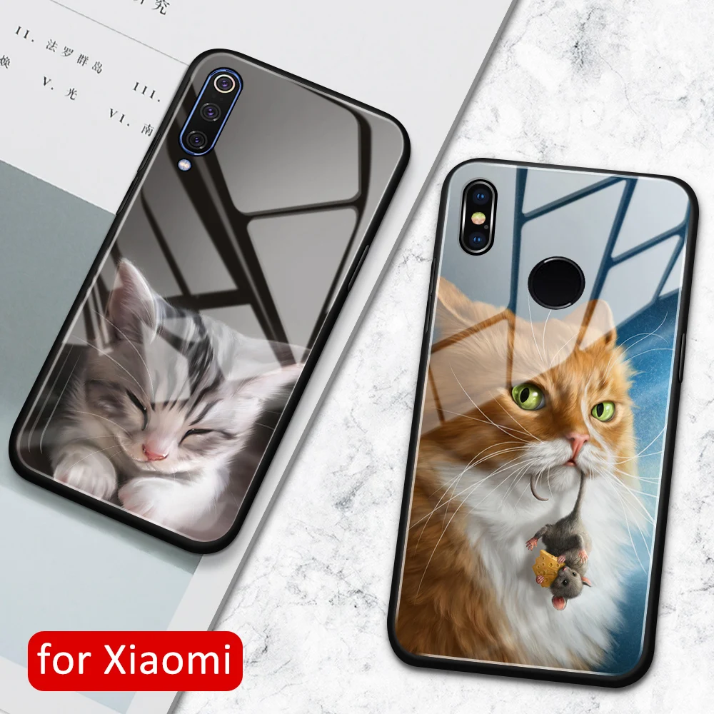Чехол для xiaomi mi mix 3 стеклянная задняя крышка чехол с милым дизайном лисы Xiaomi 8 8se lite