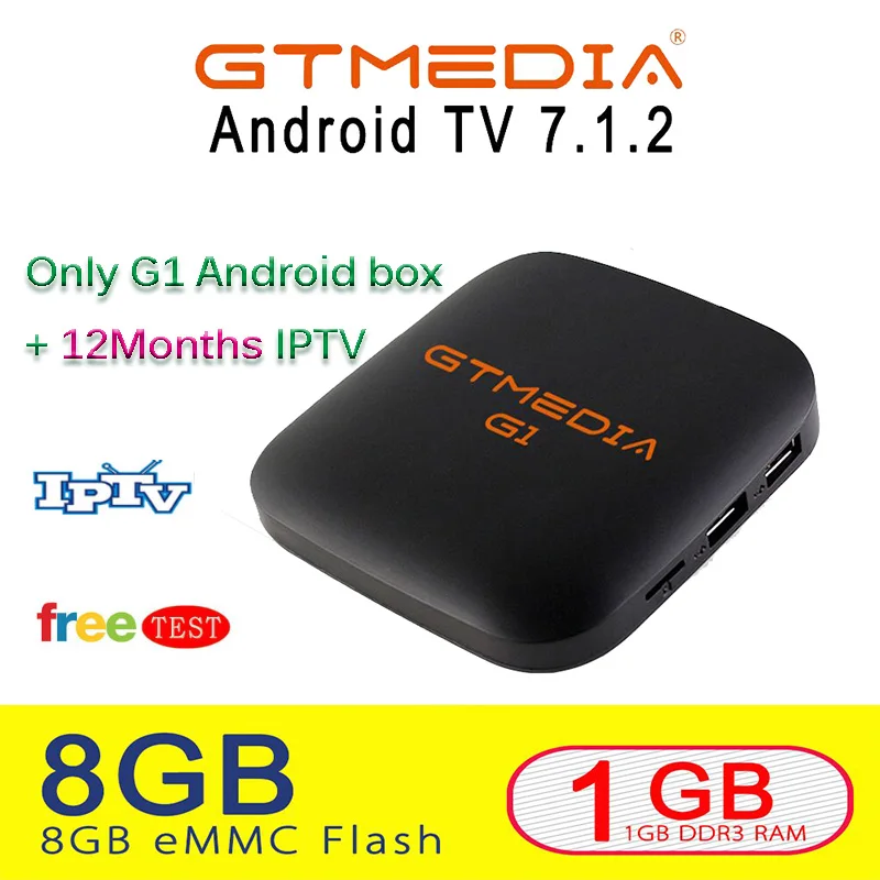 GTMEDIA G1 Android 7.1.2 OS Смарт ТВ Box Amlogic S905W 4 ядра медиаплеер Android ТВ коробка 4K HD Поддержка IPTV Set-top Box - Цвет: with 12 months IPTV