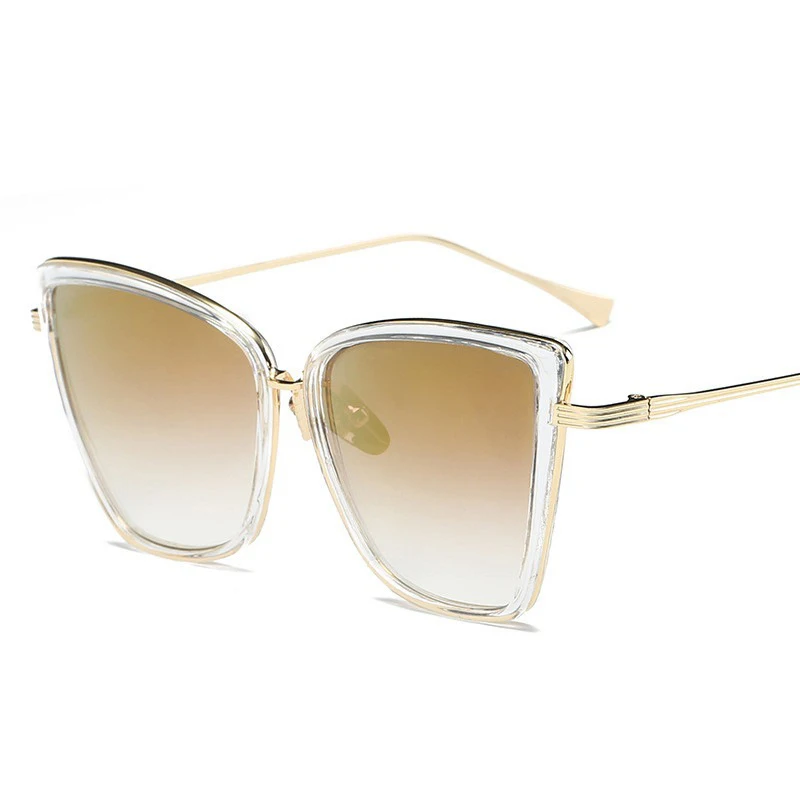 Mirror Gold SIMPRECT, большие солнцезащитные очки кошачий глаз, женские,, зеркальные, Ретро стиль, солнцезащитные очки, Ретро стиль, солнцезащитные очки, оттенки для женщин, модные Zonnebril Dames - Цвет линз: Mirror Gold