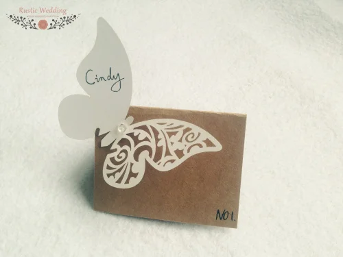 Набор из 25 Крафтовая Упаковка карты с бабочкой и акриловая салфетка для стола