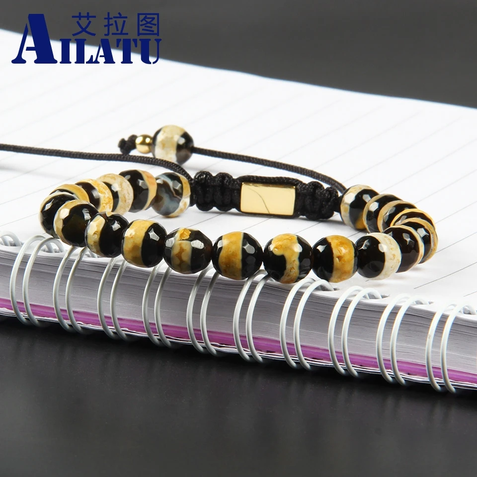 Браслет Ailatu 8 мм из натурального камня для медитации макрама|macrame bracelet|bracelet macramegift