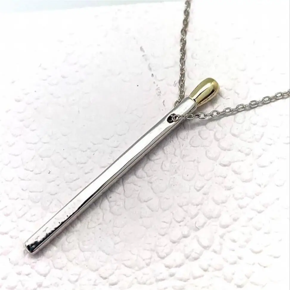 white-gold head 4 925 пробы серебро штампованные Модные украшения кулон матч покрытого родием матч палку очарование сережки-гвоздики на Цепочки и ожерелья - Окраска металла: white-gold head 4