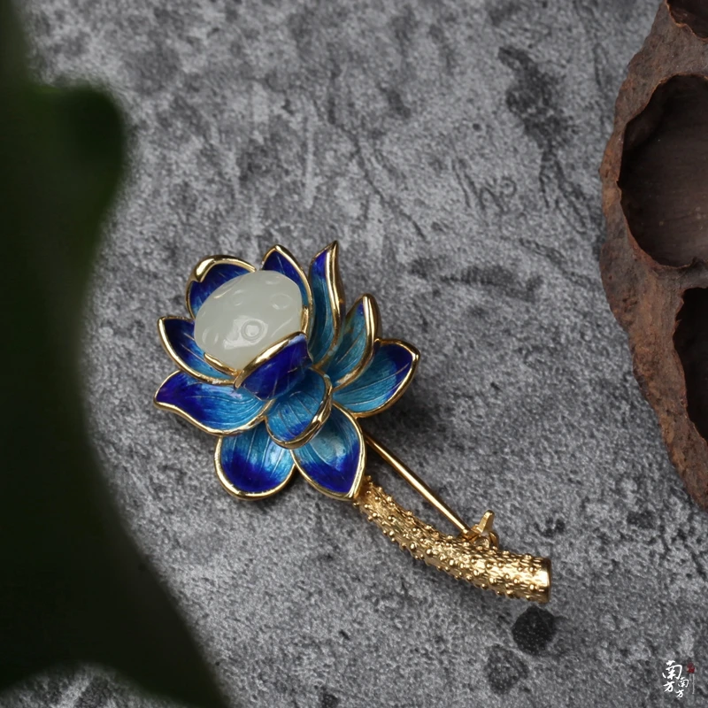 Женское винтажное ювелирное изделие Lotus Cloisonne булавка из 100% серебра 925 пробы