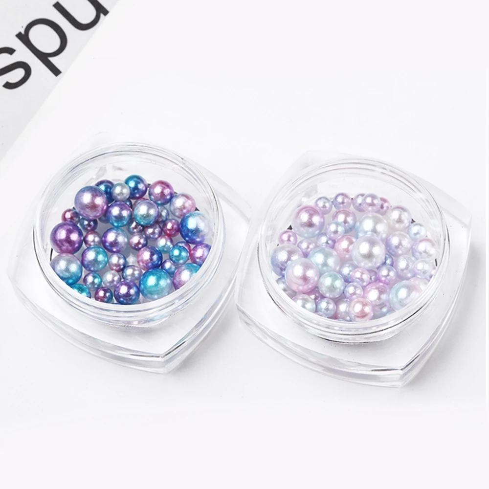 

3d Русалка, блестящие украшения, градиентные синие Бусины для ногтей, разы для жемчужины для дизайна ногтей 1 коробка