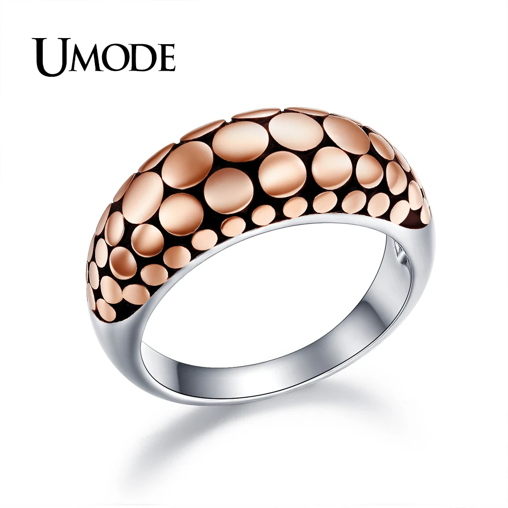 

UMODE Vintage Round Serpentine Dome Rings for Women Rose Gold Color Antique Cocktail Rings Party Jewelry Anillos Mujer AUR0389