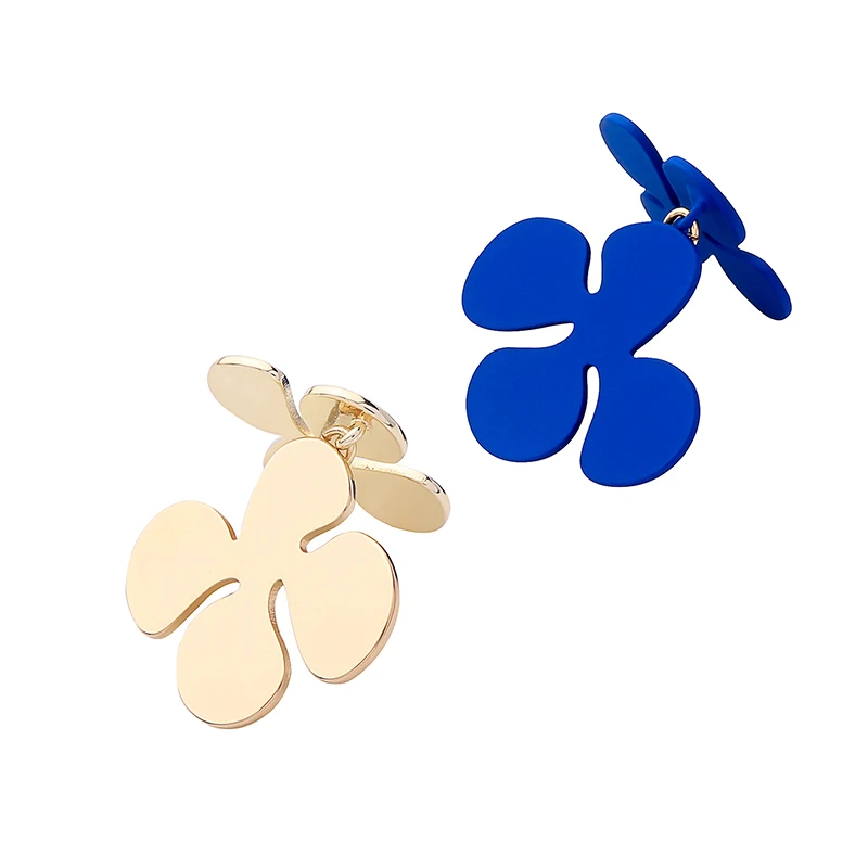 Fashion Women Jewelry Two-tone Geometric Flower Copper Drop Earrings For Girls Party 2019 Newest Dangle Accessories | Украшения и