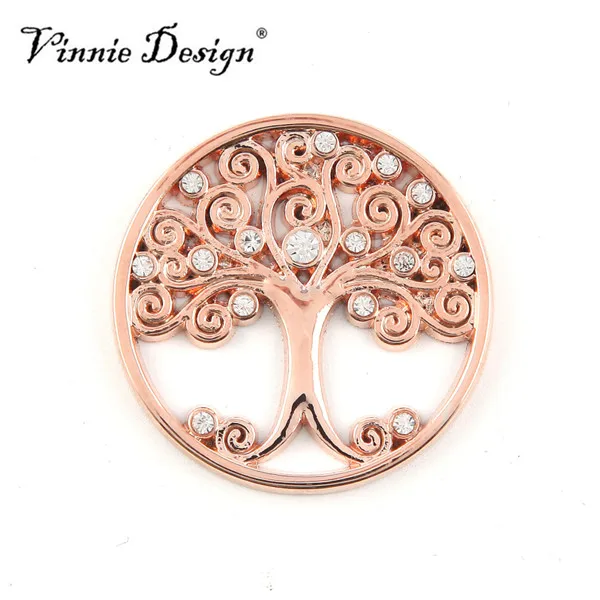 Vinnie Дизайн Ювелирные изделия семья дерево с белые кристаллы монета для 35 мм