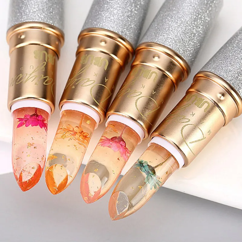 4 стиля яркий цветок кристалл желе Губная помада Magic Температура изменить Цвет