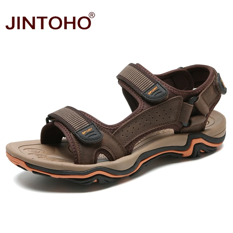 an zong JINTOHO/Лидер продаж; Новинка; модная летняя пляжная Мужская обувь для отдыха; высококачественные мужские кожаные сандалии; повседневные мужские сандалии из натуральной кожи - Цвет: an zong