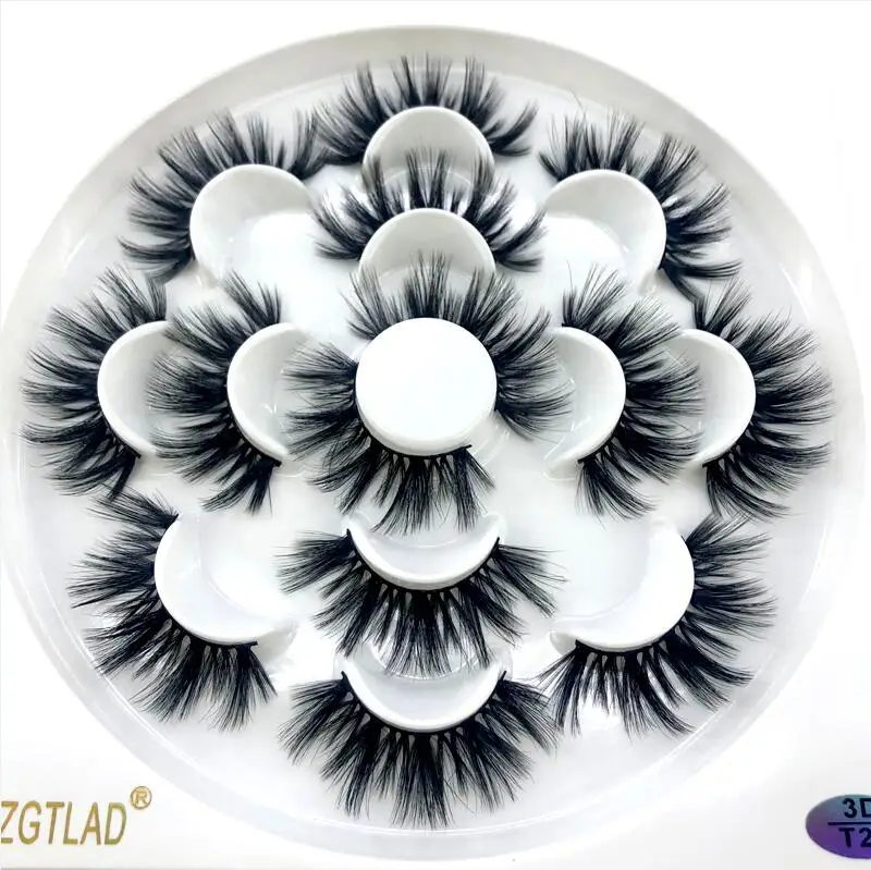 7 Pairs T23 4/7 пар 3D норковые накладные ресницы 15-25 мм ресницы толстые длинные пушистые ручной работы безжалостные норковые наращивание ресниц инструменты - Цвет: 7 Pairs T23
