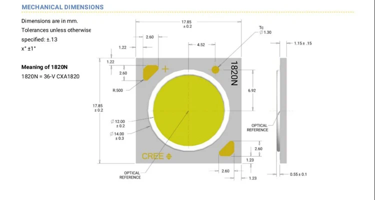 CREE XLamp CXA1820 COB 20W25W30W35w40w led 3000-4500LM с высоким уровнем ультратонкое естественное освещение CRI 80 white5000k warmwhite3000k DC36V MAX1050MA