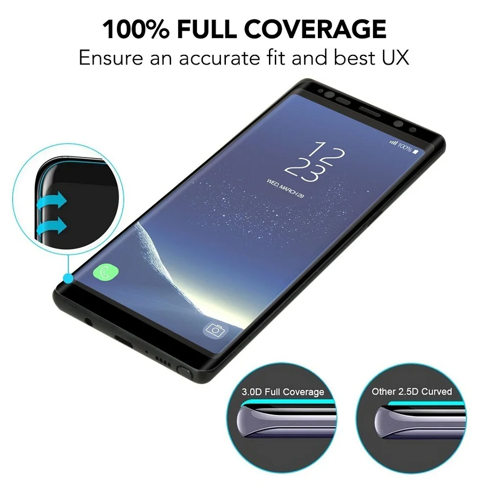 Изогнутое закаленное стекло с полным покрытием для Samsung Galaxy S8 Plus Защитная пленка