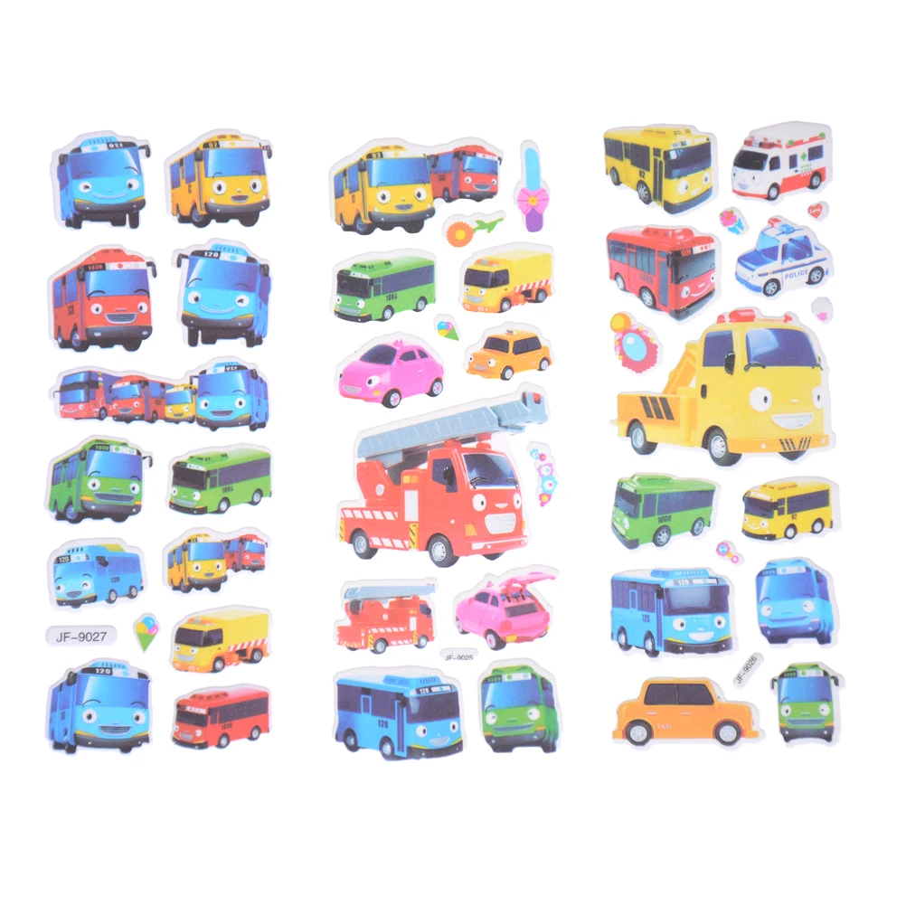 6 шт./компл. Infantiles Tayo Little 3D мультфильм автобус Tag Juguetes пышные наклейки Pegatinas детский