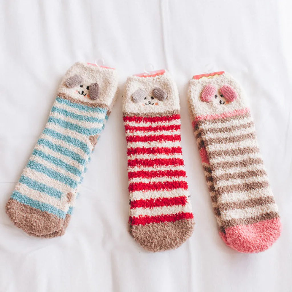 Женские повседневные полосатые зимние теплые гетры коралловый флис вязаные