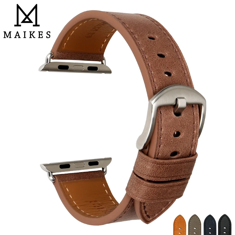 

Ремешок для часов MAIKES из натуральной кожи, браслет для Apple watch Series 4 3 2 1 44 мм 42 мм и Apple Watch 40 мм 38 мм, аксессуары для часов