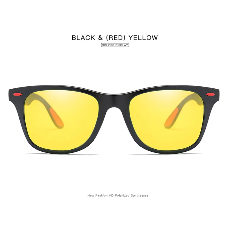 black-red-yellow Фирменный дизайн, модные поляризационные солнцезащитные очки для мужчин, Ретро стиль, квадратная оправа, солнцезащитные очки, мужские очки для вождения, Gafas de sol masculino, UV400 - Цвет линз: black-red-yellow