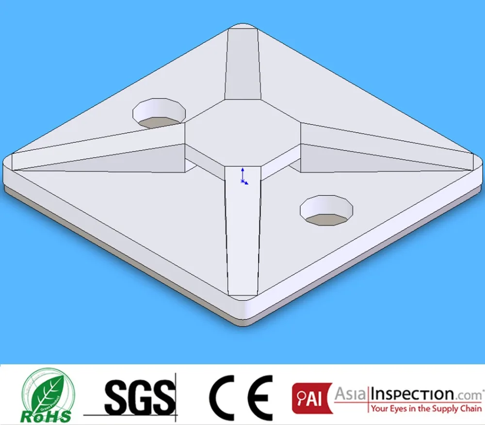Квадратные самоклеящиеся пластиковые держатели для кабелей 25*25 мм Белая